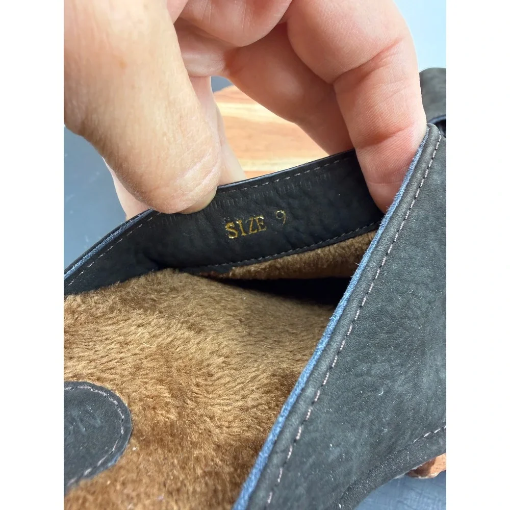 Beckett Simonon Jones Slipper Mens 9 Brown Leather Faux Fur Lined Scuff Slide